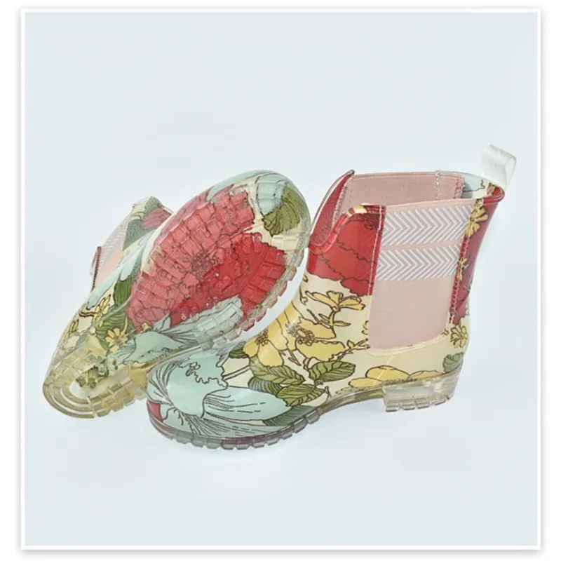 Rainboots Women Wear-resistant U-shaped Elastic Belt Rainboots Water Shoes Non-slip Water Boots Waterproof Adult Rubber Shoes