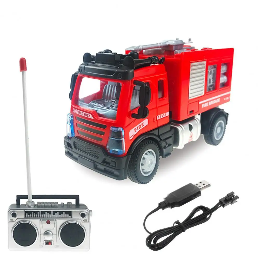 

Toy Fire Truck 4WD Real Function ABS 1:64 Realistic Fire Truck Rescue Engine with Light for Toddler