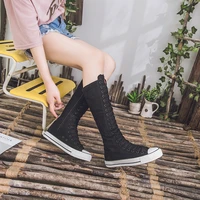 2022 new womens canvas boots long boots zip shoes flats platform high top lace up zipper comfortable vulcanize sneakers