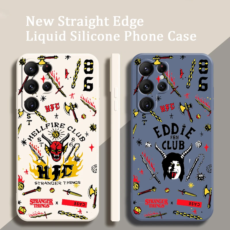 

Phone Case For Samsung Galaxy S22 S21 S20 FE S10 Note 20 10 Plus Lite Ultra 5G Cartoon Stranger Things Cool Liquid Rope Funda