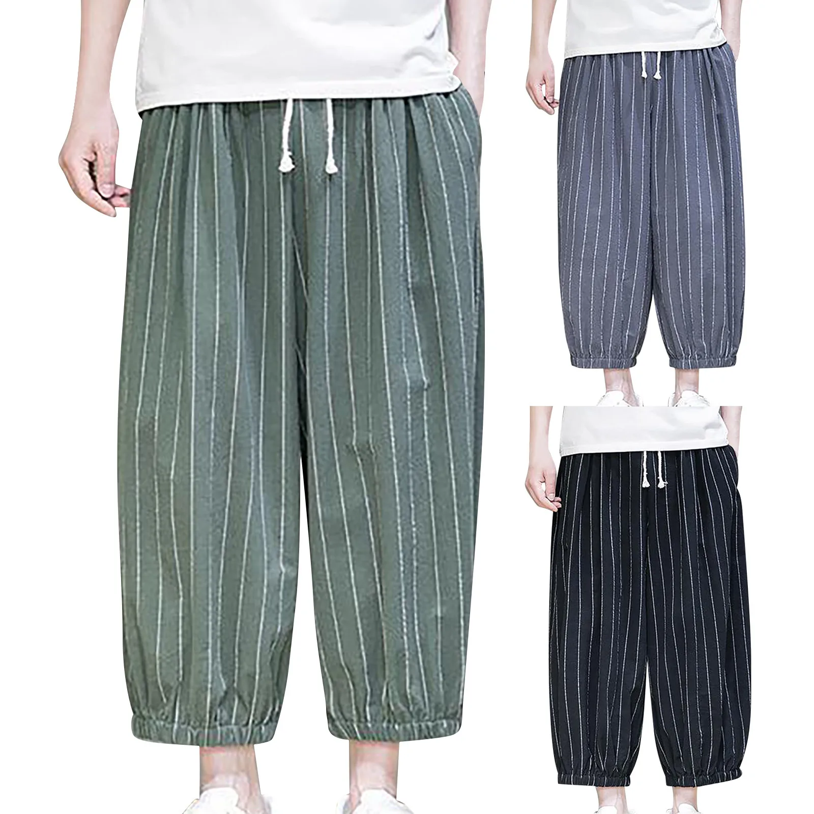 

Брюки мужские прямые свободного покроя, Повседневные Дышащие штаны в стиле Звезд, для спальни, летние