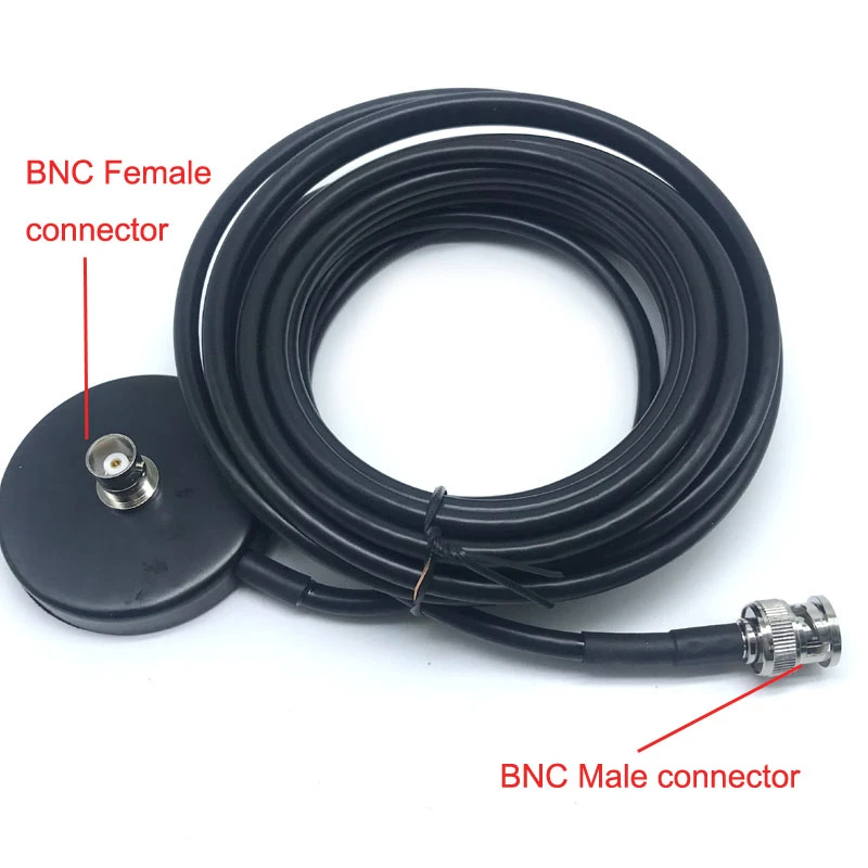 BNC Male and Female Antenna Magnetic Base 5 Meters Extension Cable RG174 for Q9 Wireless Microphone Mobile Car Radio Antenna