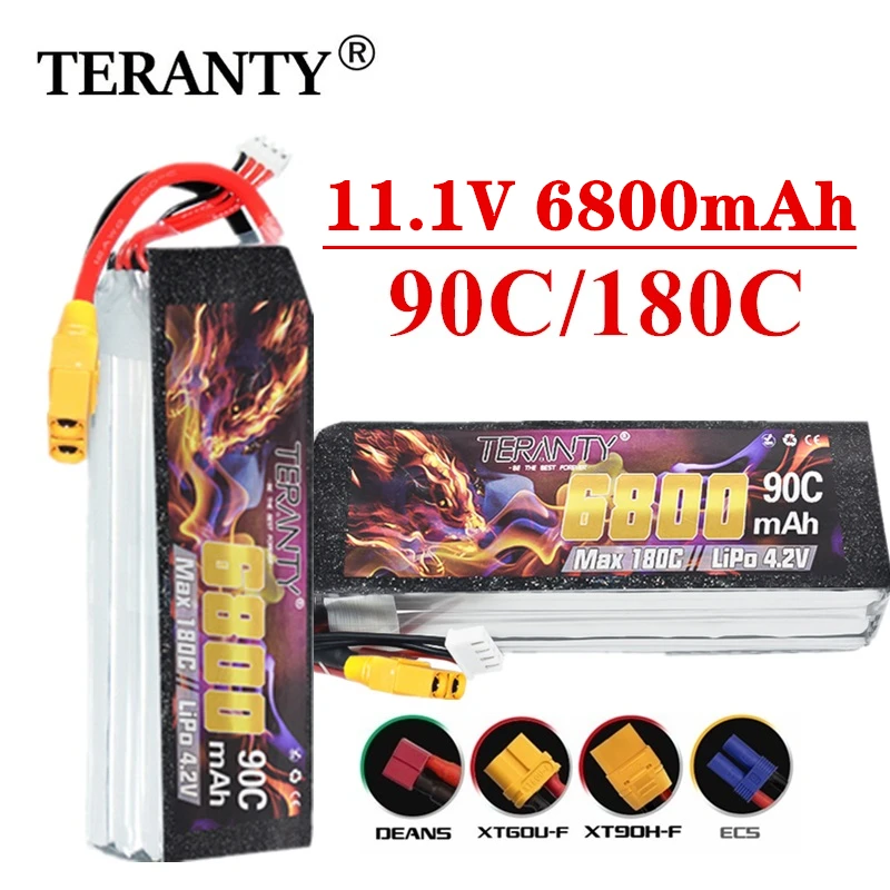 

Max 180C TERANTY 3S 11.1V 6800mAh LiPo Battery For FPV Racing Drone RC Quadcopter Spare Parts 11.1V Battery With XT90/T Plug