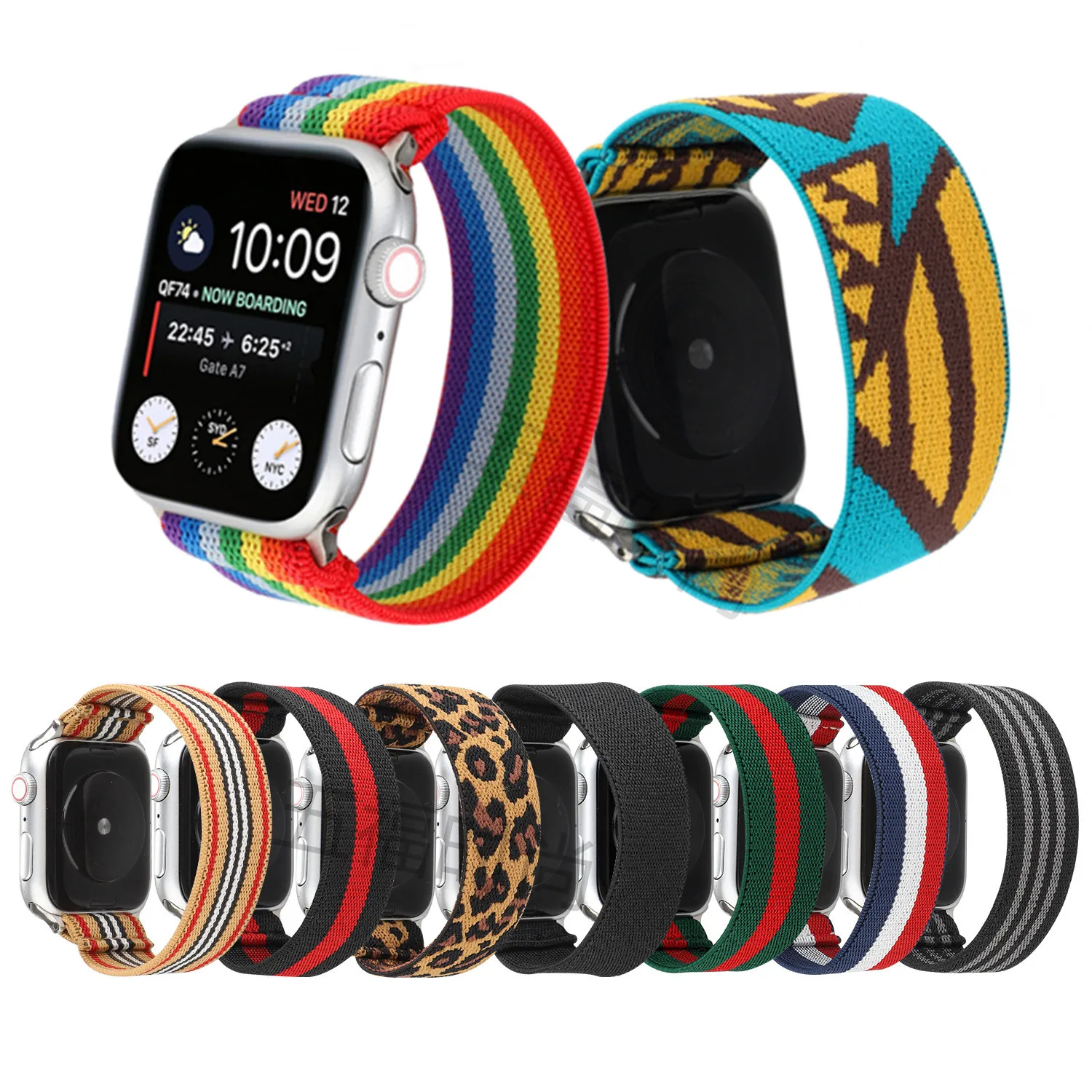 Ремешок эластичный для apple watch Band 44 мм 40 38/42 спортивный браслет iWatch SE7 6 5 4 3 2 1 41 45