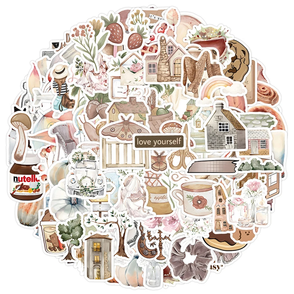 

10/30/50/120pcs Cute INS Style Vintage Art Stickers Cartoon Decals Decoration DIY Phone Notebook Suitcase Laptop Wall Sticker