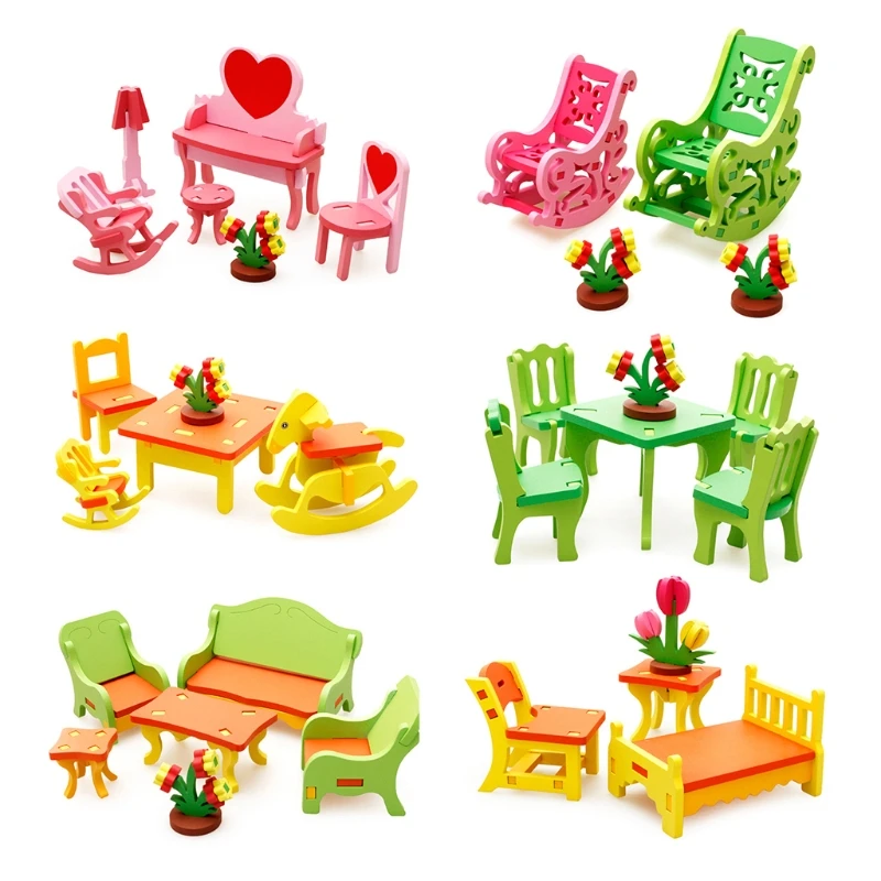 

1 Набор, Разноцветные деревянные аксессуары для кукольного миниатюрного дома, мебель для кукольного дома, кукольный домик для украшения кук...