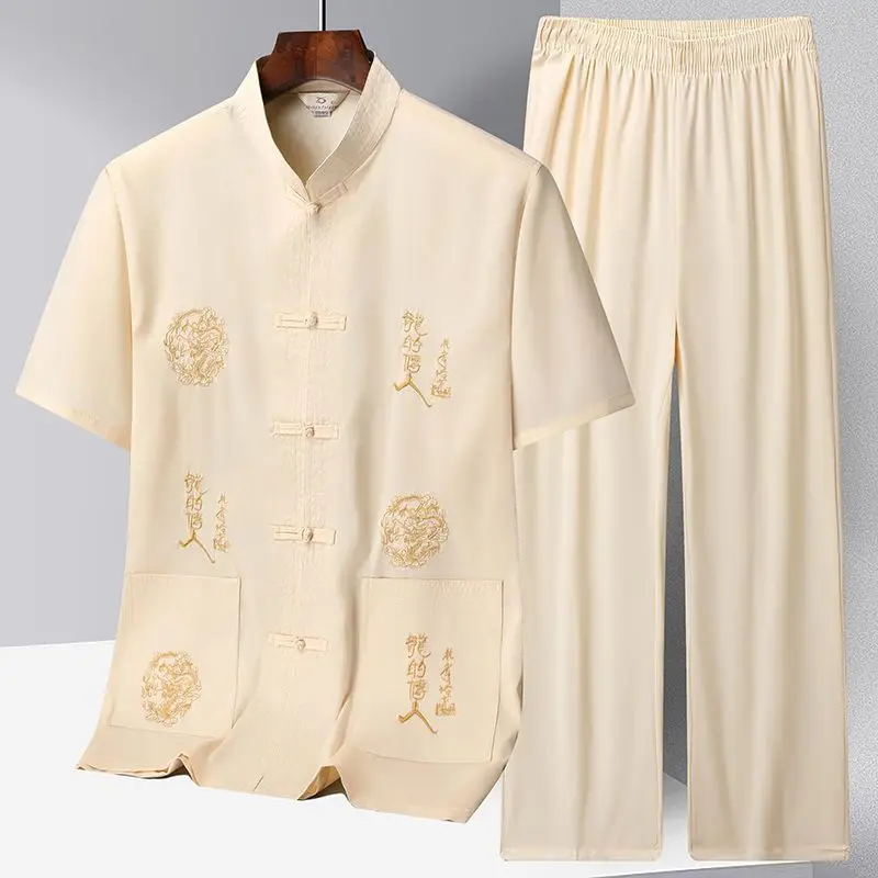 Китайский костюм Тан с воротником-стойкой повседневная одежда Kong Fu мужская