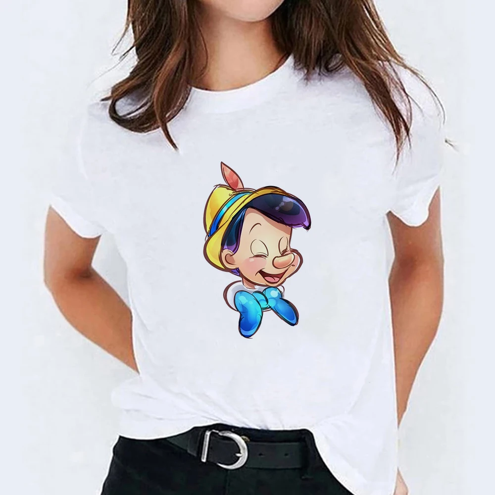 

Summer Tops Casual Tee Shirt Homme Harajuku Cute Cat Pinocchio T-shirts Unisex Clothing New Women Short Sleeve