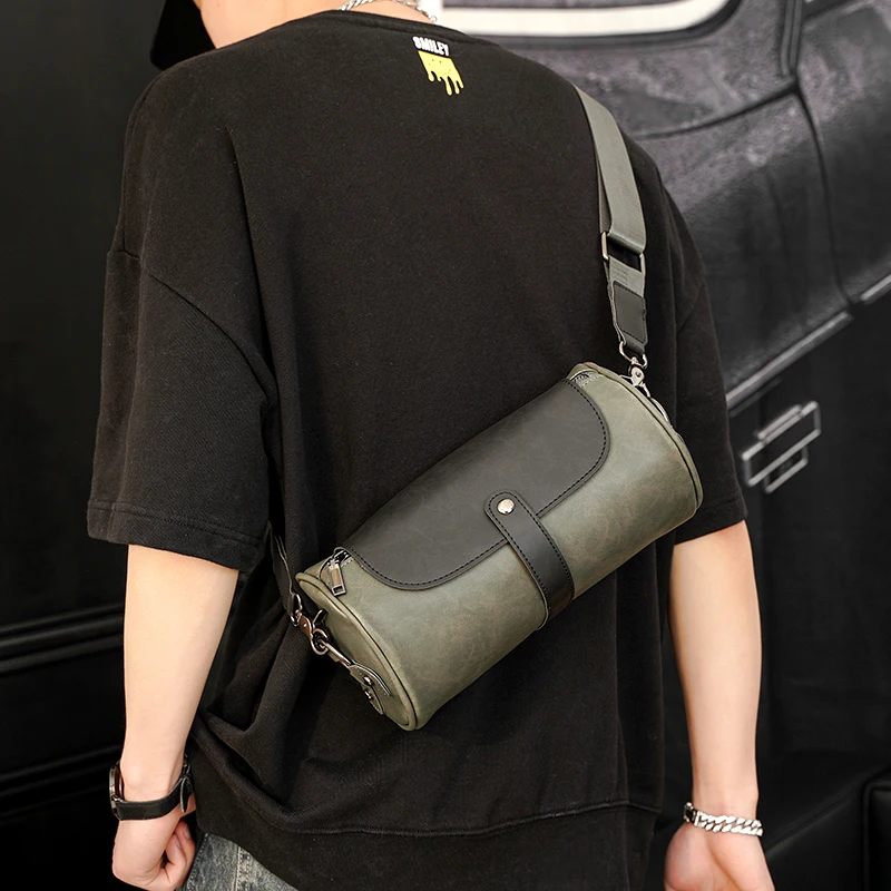 Fashion Men Bag Shoulder Crossbody Messenger Bags For Male Simple Army Green Casual Street Bag Leather Purse bac