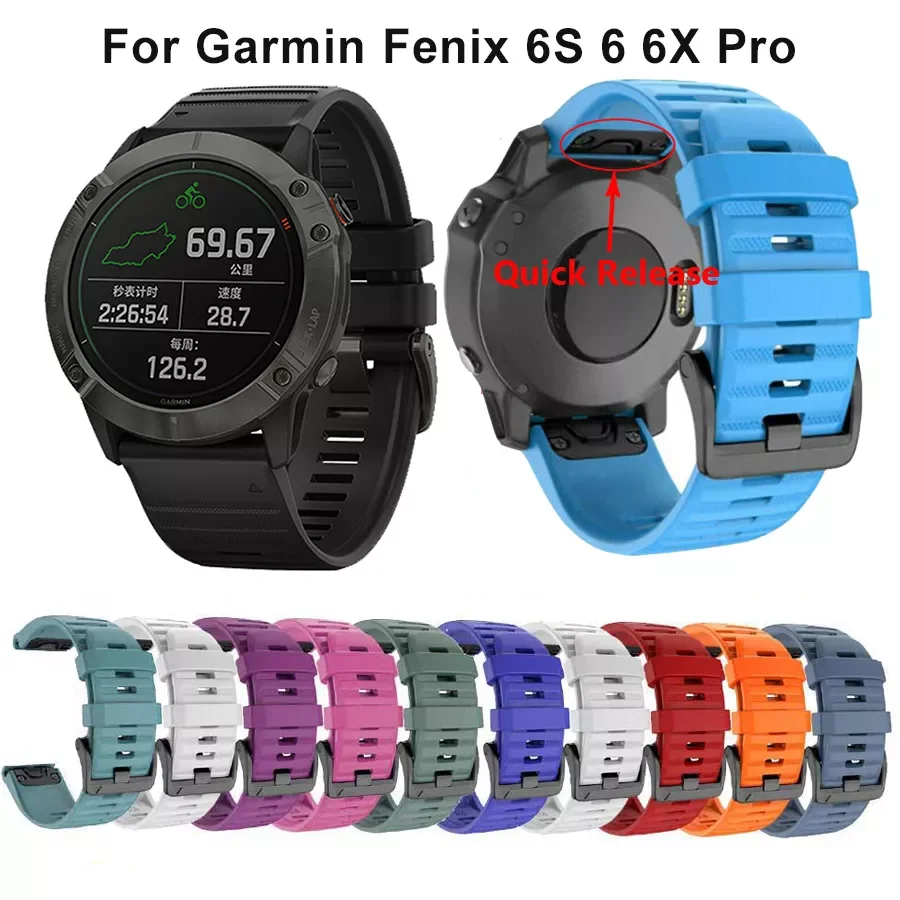 

Ремешок силиконовый для Garmin Fenix 7 7S 7X 5 5S 5X Plus 3HR 6X 6 6S Pro, быстросъемный простой браслет для наручных часов, 26 22 20 мм