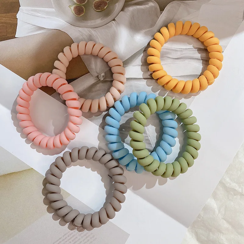 

Candy Colors Hair Tie Simple Frosted Telephone Wire Bands Accessories Clip For Clips Band New Headwear Apparel
