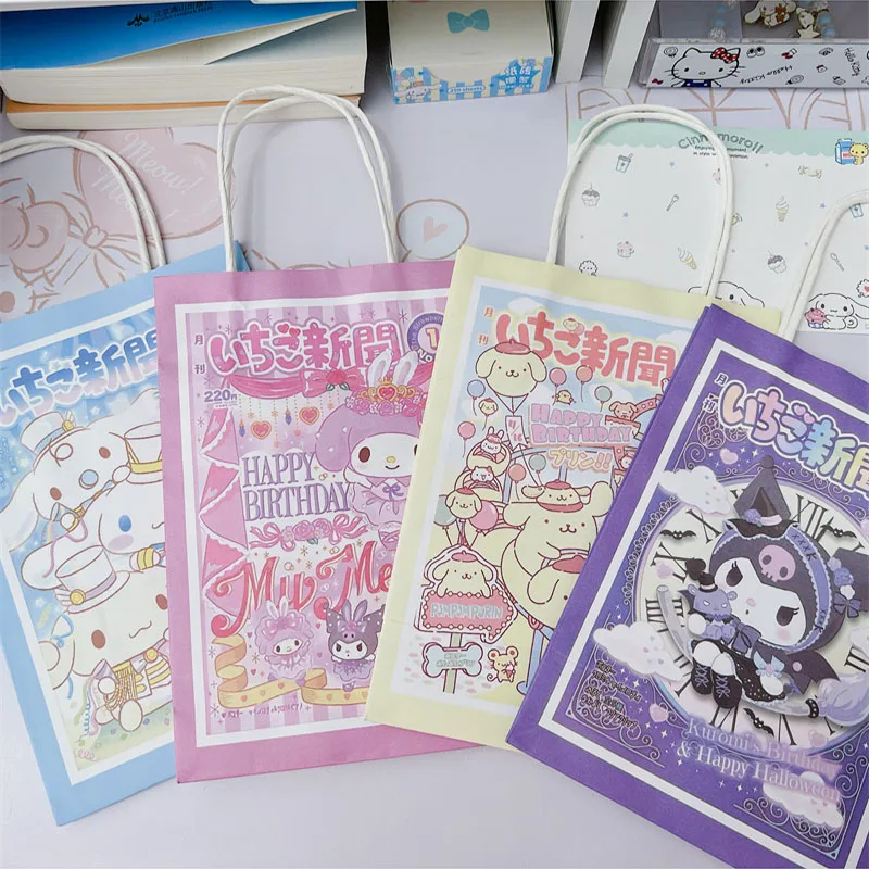 

Anime Kawaii Sanrioed Kuromi My Melody Pochacco Cinnamoroll Purin Dog Cartoon Cute Sundries Storage Kraft Paper Girl Gift Bag