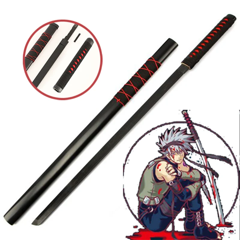 

104cm Naruto Katana Sword Hatake Kakashi Uchiha Sasuke Nichirin Cosplay Kusanagi Swords Knife Wooden Weapon Model Prop Toys Gift