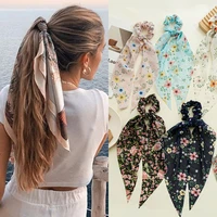 boho style headband print bow scrunchies ribbon rope for women elastic hair band girls horsetail hair ties hair accessories