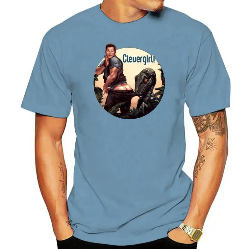 

Clever Girl T-shirt Funny Man Clothes T-Rex Dinosaur T Shirts Summer Tshirt Mens Black Tops Tees 3D Classic Cartoon