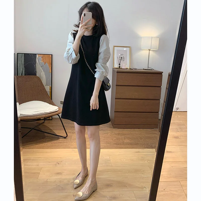 

Autumn 2022 New Women's French Design Sense of High-end Early Temperament Long-sleeved Fake Two-piece Dress