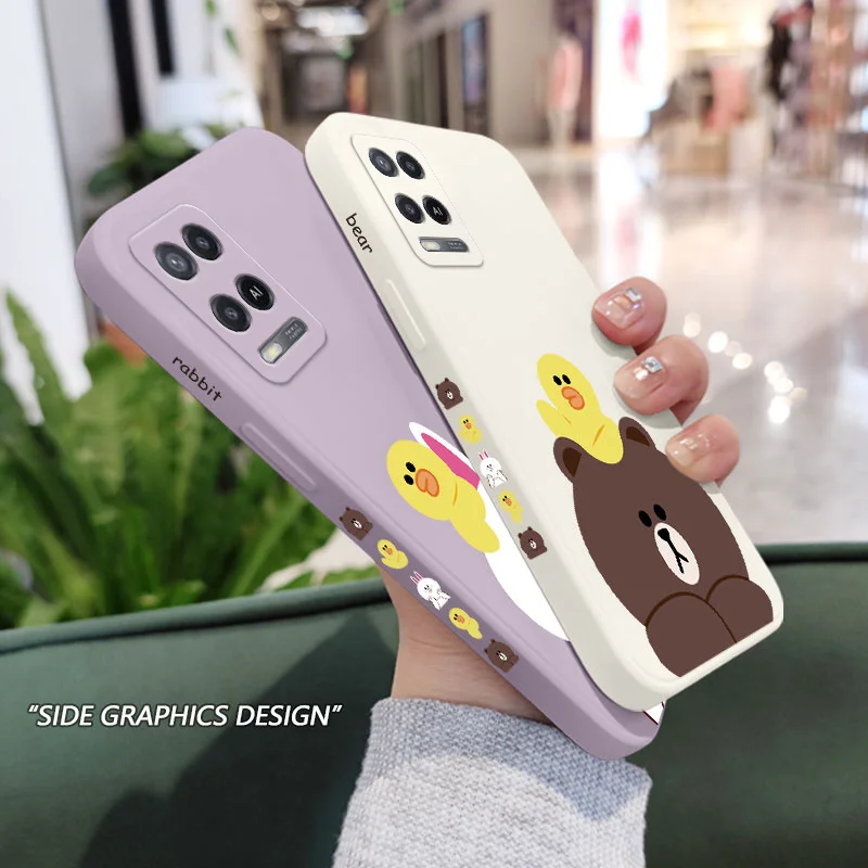 

Rabbit And Bear Phone Case For OPPO A54 A74 A31 A33 A53 A72 A83 A92 A7 A5S A3S A12 A15 A15S A16 4G 5G A9 A5 4G 5G Cover