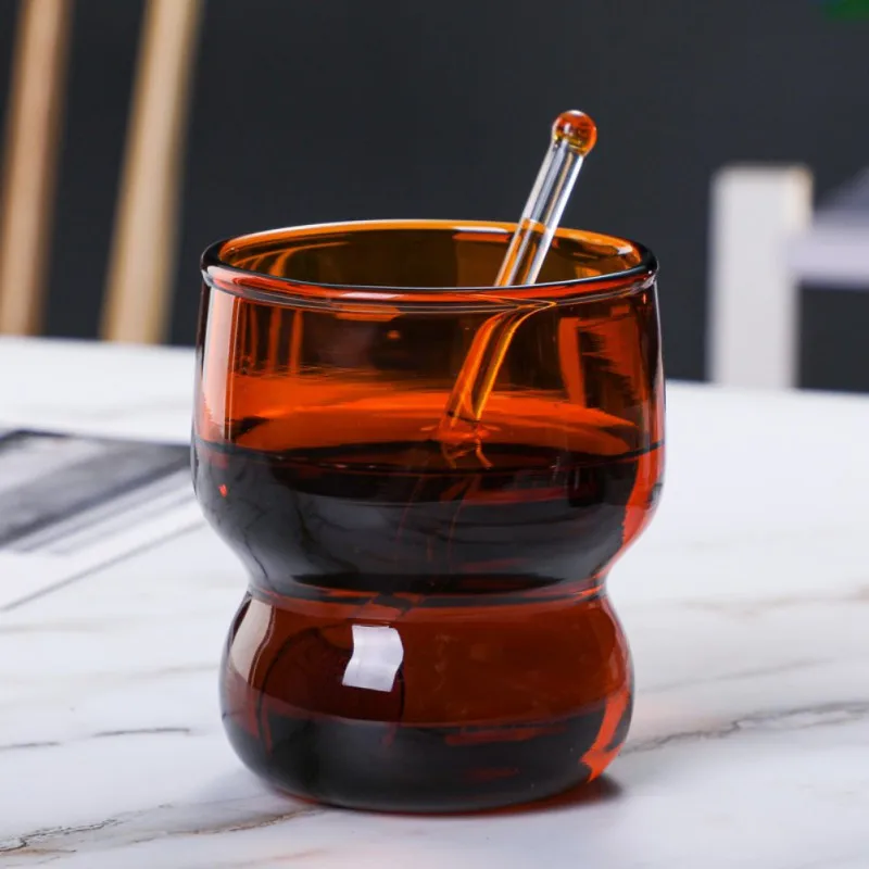 

300Ml Colored High Borosilicate Glass Cup Water Office Tea Breakfast Milk Coffee Mug with Spoon Whiskey Beer Glass