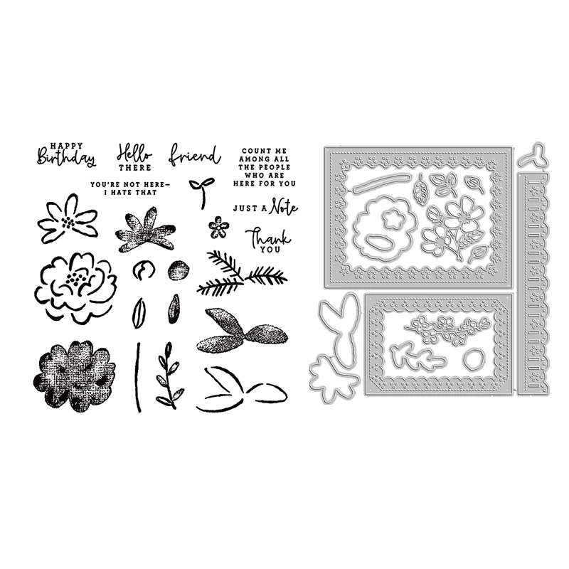 

Flower Hello There Thank You 2023-2024 Annual Catalog Cutting Dies Clear Stamp Scrapbooking Frame Card Craft