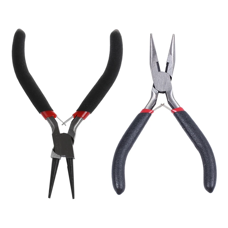 

2 Pcs Pliers:1 Pcs Round Nose Pliers Craft Beading Jewellery Tool & 1 Pcs Tip Pliers Tool For Creation Of Jewelry 12.5Cm