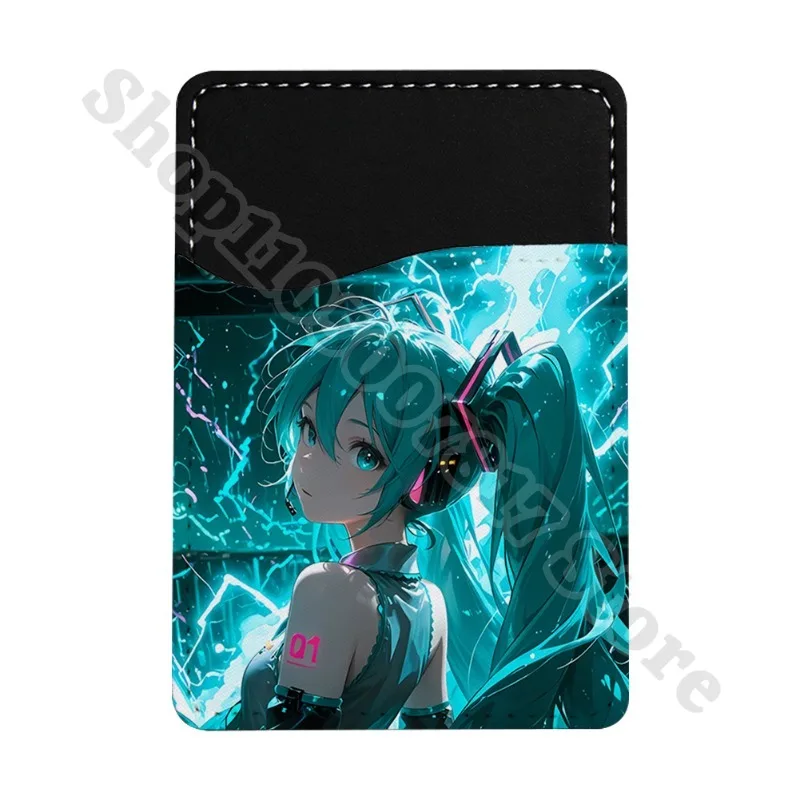 Фото Креативные аксессуары для декора телефона: ультратонкий кошелек Hatsune Miku, милый аниме-держатель для ID и кредитных карт, мультяшный чехол-органайзер, подарки №3
