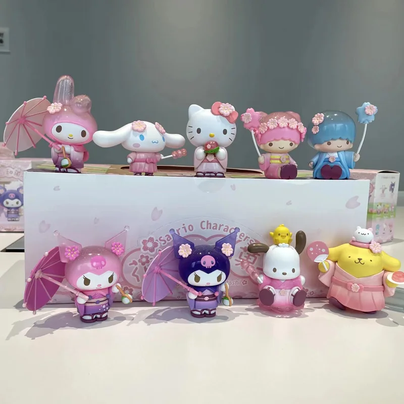 

Kuromi Sanrio Mymelody Cinnamoroll Pompompurin Hello Kitty Pochacco Kawaii Cartoon Cute Flowers Fruits Blind Box Anime Girl Gift