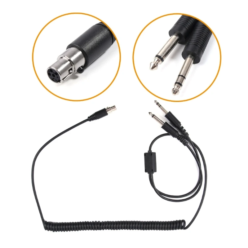 

Mono Cable Line Cord Repairing DIY Aviation Headset Dual-plug Aircraft Durable Headphones Replacement Accessories Cable