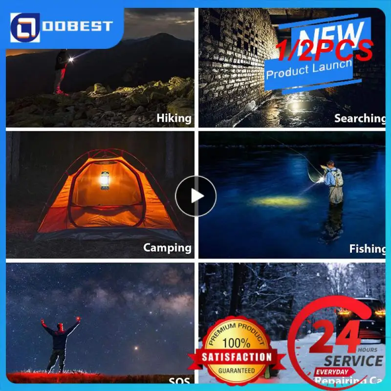 

1/2PCS Camping Lantern Rechargeable 3000 Capacity Power Bank Camping Flashlight Waterproof Led Portable Camping Lamp Flash