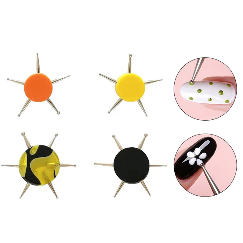 

1pc 6 Head Nail Art Dotting Tools Disc Nail Drill Point Nail Tools Dot Painting Tools Nail Point Drill Pen