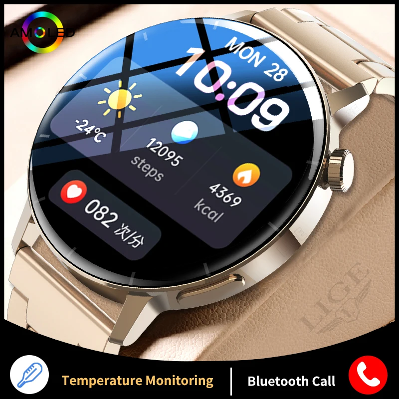 

LIGE 2022 Fashion Smart Watch Men Bluetooth Call Body Temperature Sports Bracelet Waterproof Custom Dial Women Smartwatch Men