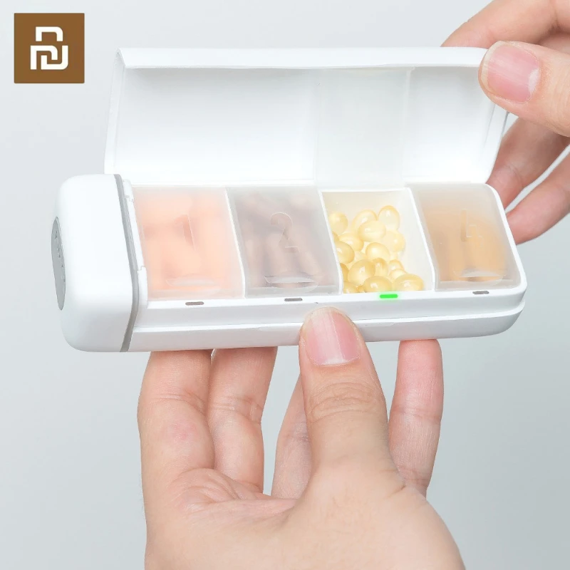 

New Youpin HiPee Smart Reminder Travel Pill Case 4 Grid Medicine Organizer Container Pills Storage Box Fishing Tackle Box