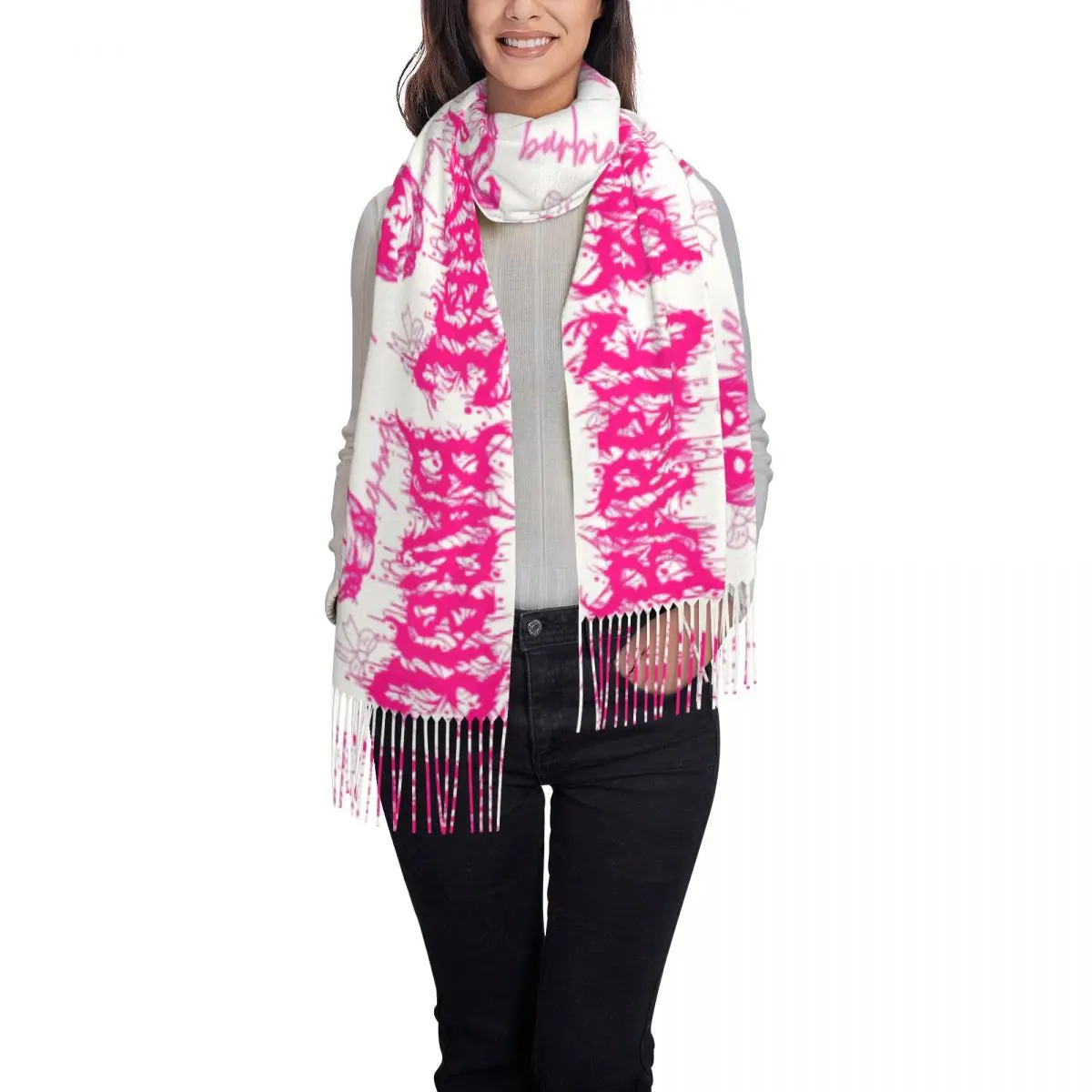 Женские длинные шарфы для Хэллоуина жуткие куклы Барби женские зимние мягкие