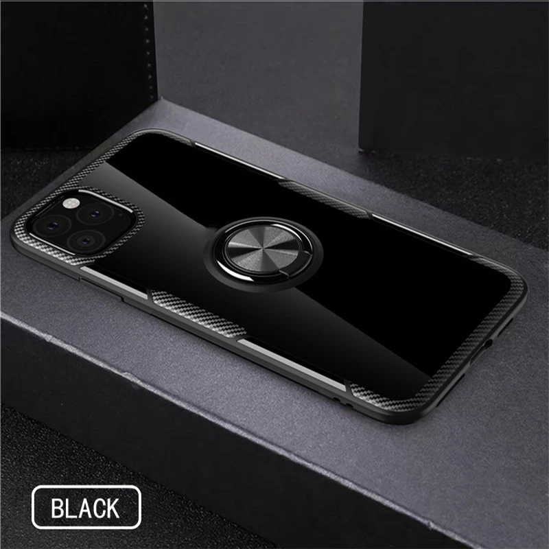 Luxury Transparent Case For iPhone 12 13Pro X XR XS MAx 7 8 Plus SE2020 Magnetic Ring Full Shockproof Cover For iPhone 11ProMax