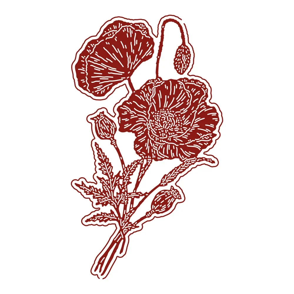 Металлические Вырубные штампы с маленьким маком зеркальное украшение шаблон для