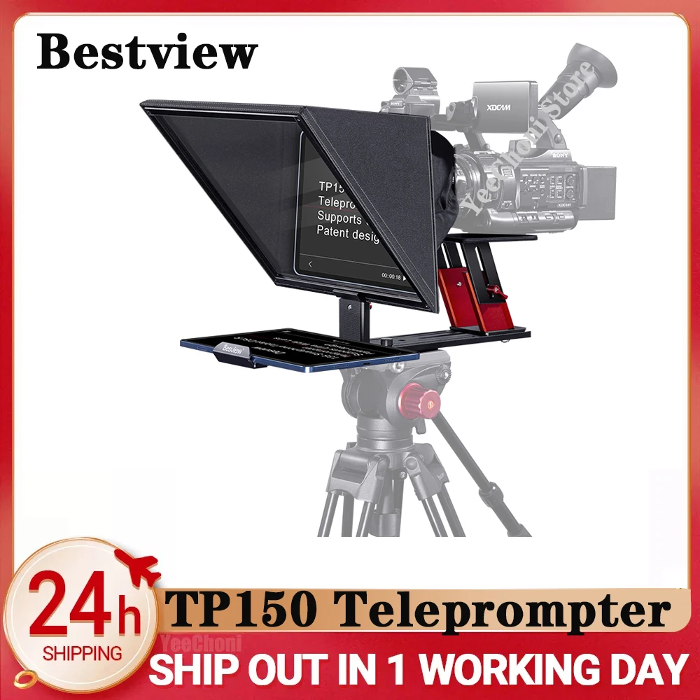 

Портативный универсальный телесуфлер Bestview TP150 для цифровой зеркальной камеры, фотостудии, iPad, смартфона для записи интервью, телесуфлер