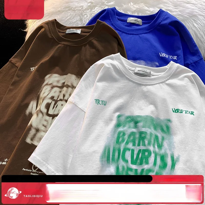 Футболка женская с коротким рукавом модный брендовый Свободный Топ в стиле