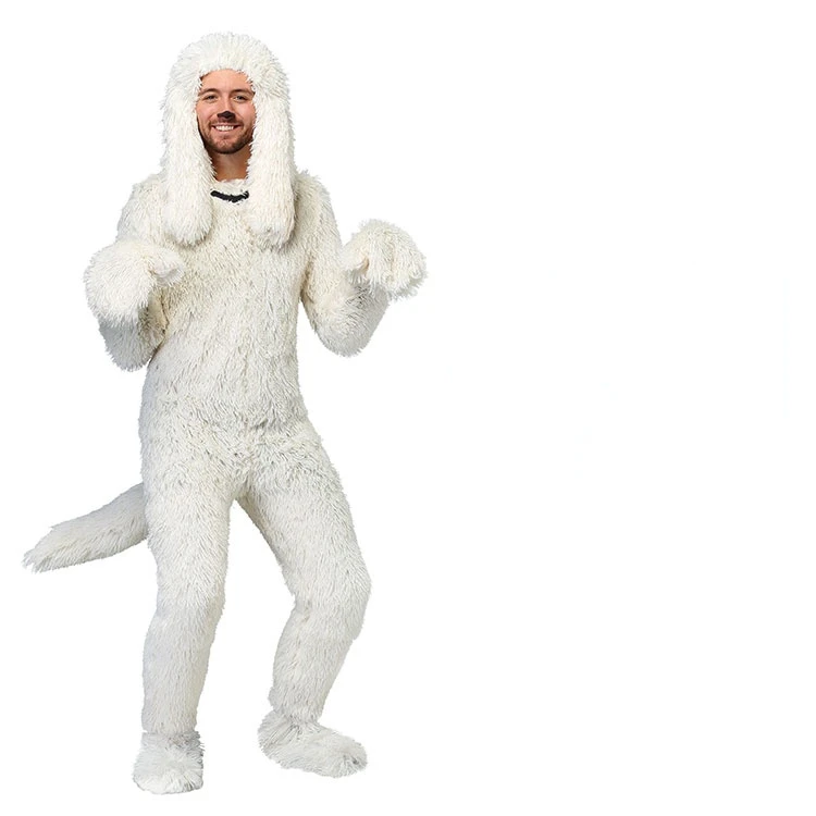 Рождественский костюм для косплея с изображением белой собаки колли пуделя