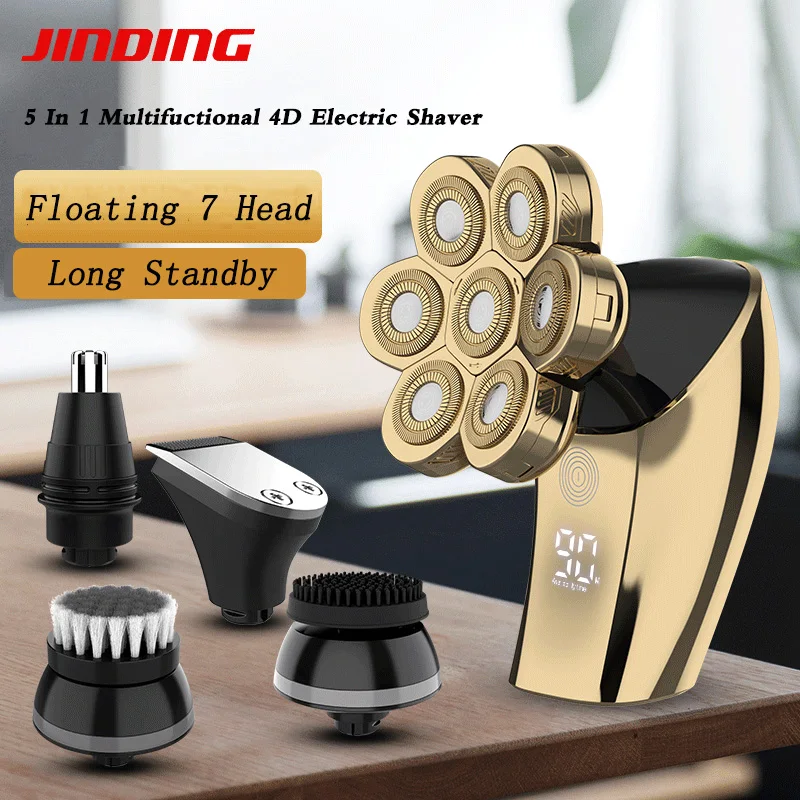 

Shaver For Men 7 in 1 Cutter Clipper 7 Floating Head Waterproof Electric Razor Multifunction LCD Display Rechargeable Trimmer