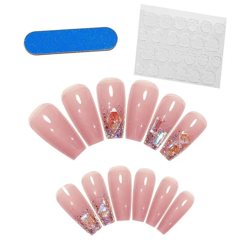 

Набор искусственных ногтей, блестящие искусственные ногти с полным покрытием, блестящие накладные ногти «сделай сам», декоративные наклад...