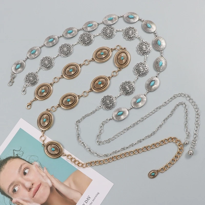 

Women Waist Chain dress Chain Belt Western Turquoise Belt Belly Chain For Dress