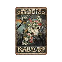 and into the garden i go to lose my mind and find my soul gardening tin signs funny vintage metal sign plaqu poster wall art