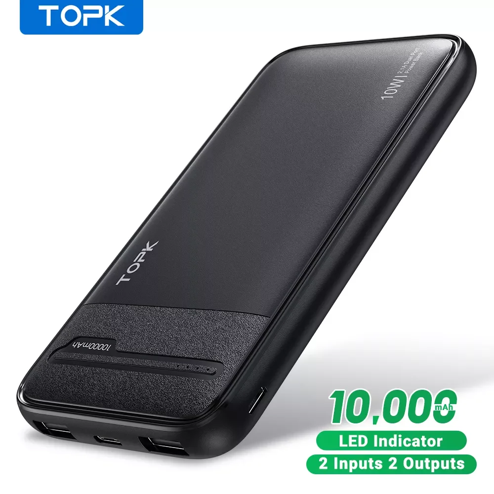 

2022NEW TOPK I1016 Power Bank 10000mAh Portable Charger PowerBank 10000mah External Battery Charger PoverBank for iPhone 12 Xiao
