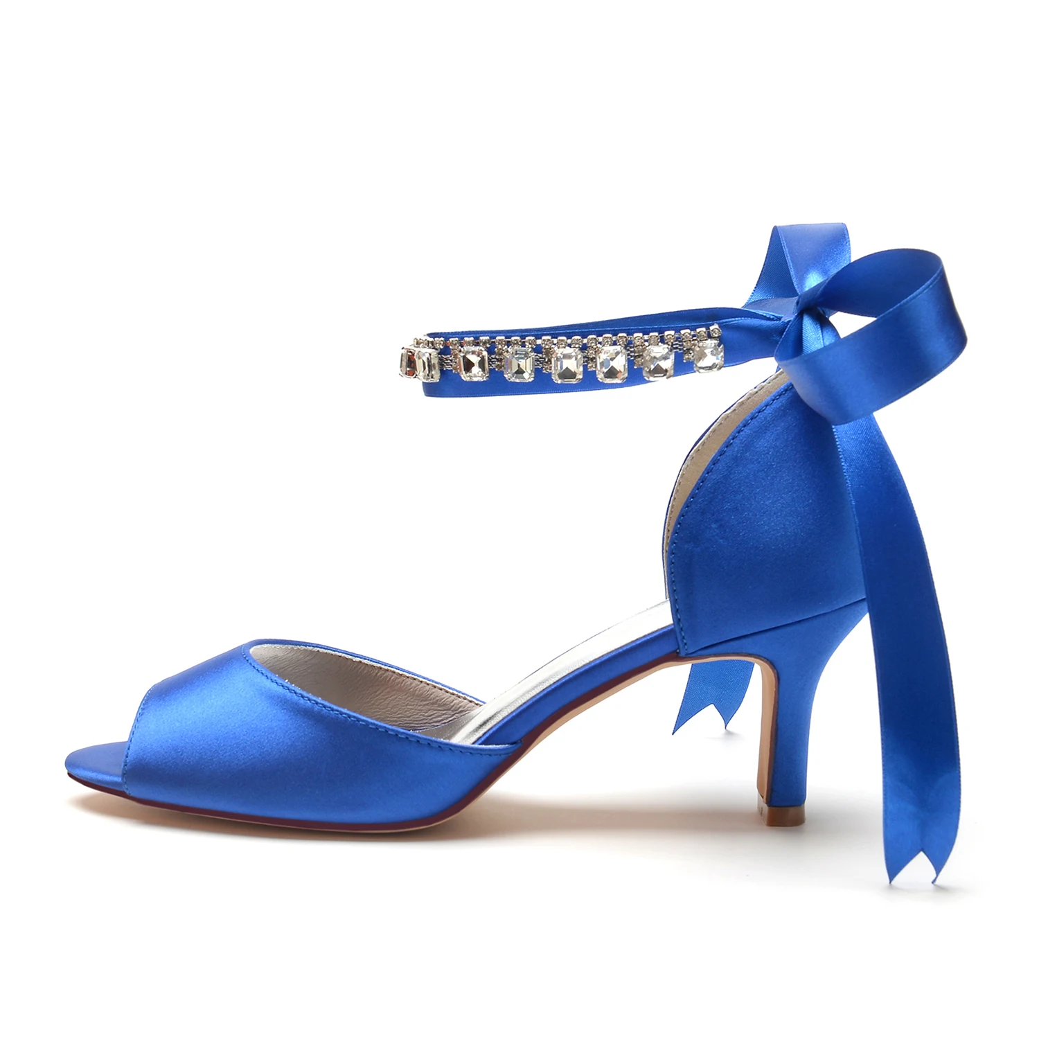 Strap Pearl Wedding Dress Shoes Women's Block Chunky Ankle  Low Heel Comfortable Pump Sandals