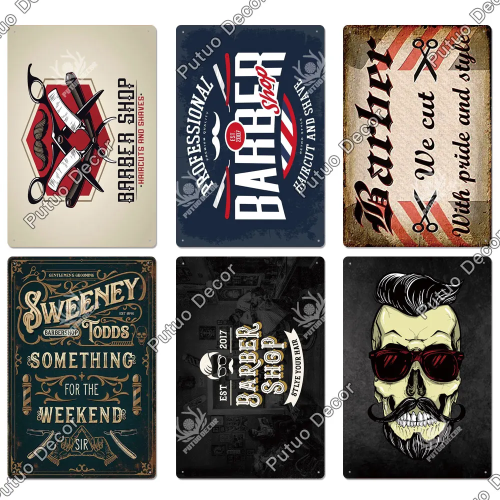 Винтажный Металлический Плакат Putuo Ретро-парикмахерская Настенный