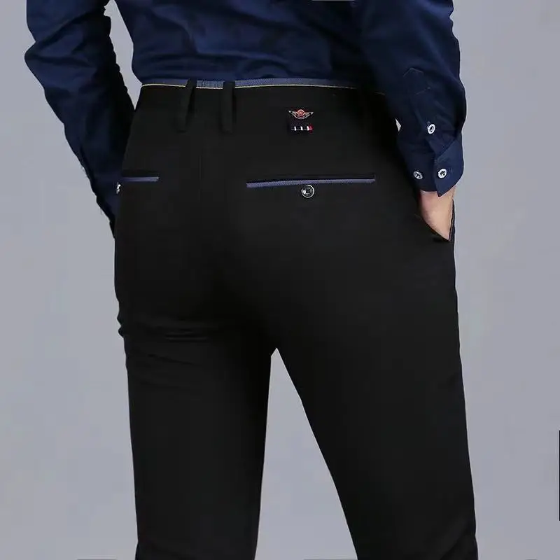 

Деловые брюки, модель 2023 года, формальные весенние брюки XL, модные прямые мужские повседневные брюки, эластичный костюм, мужские и осенние брюки