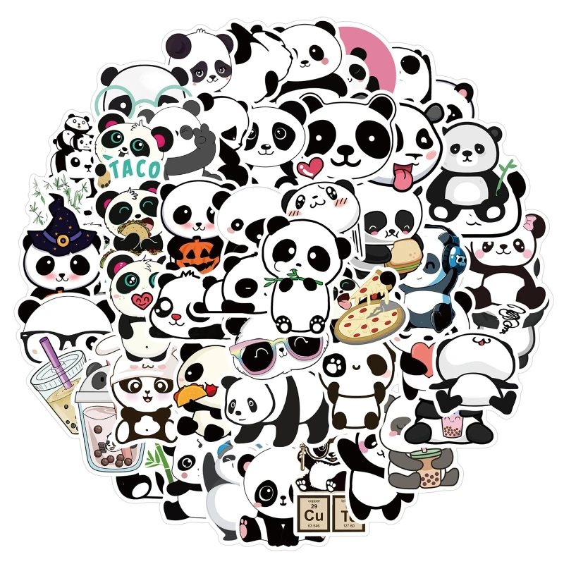 

Panda Sticker Waterproof Cute Cartoon Animal Stickers Decals for Laptop Scrapbook Notebook Pad Phone Kids Gifts x50Pcs