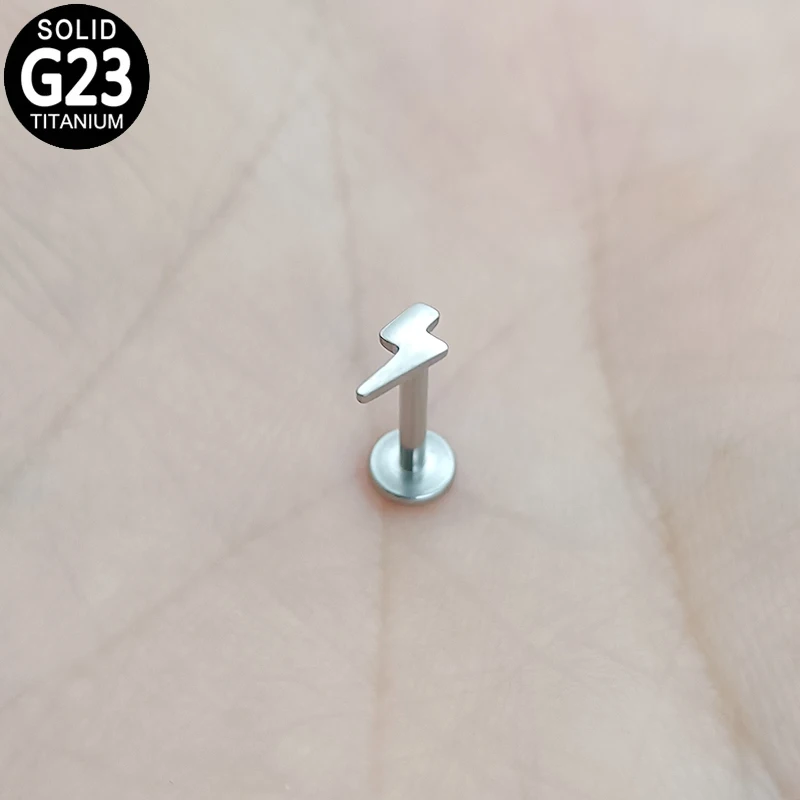 

G23 титановое кольцо для губ с Молниеносным верхом, пирсинг, внутренняя резьба, шпильки для ушных хрящей, Женские Ювелирные изделия, серьги