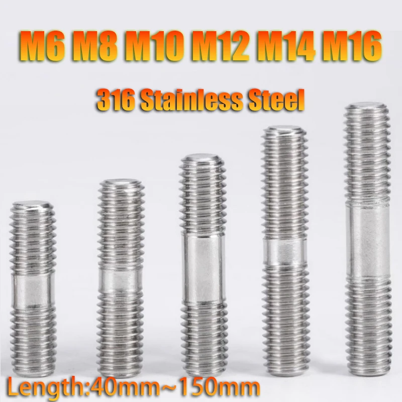

Болты шпильки из нержавеющей стали 316 M6 M8 M10 M12 M14 M16 40~100 мм