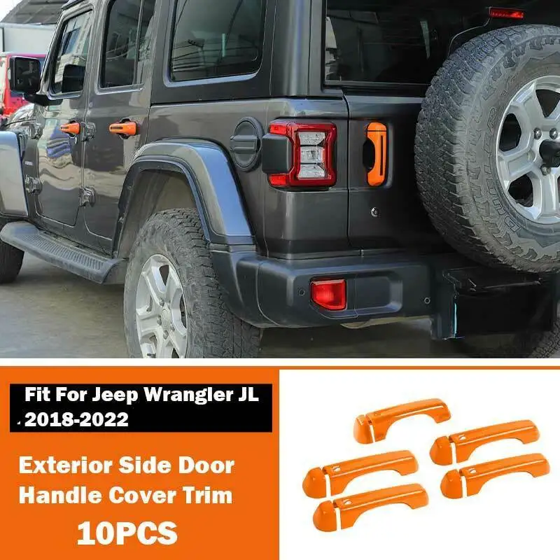 

Наружная Боковая дверь + ручка задней двери для Jeep Wrangler JL 2018-2022, оранжевая крышка