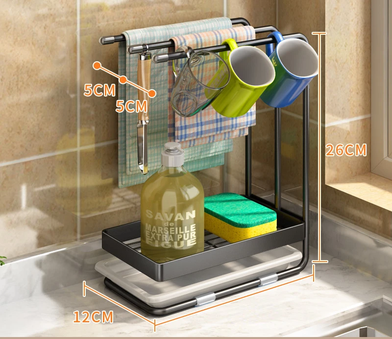 

Kitchen stainless steel cloth rack sink drainage storage towel faucet household retractable shelf